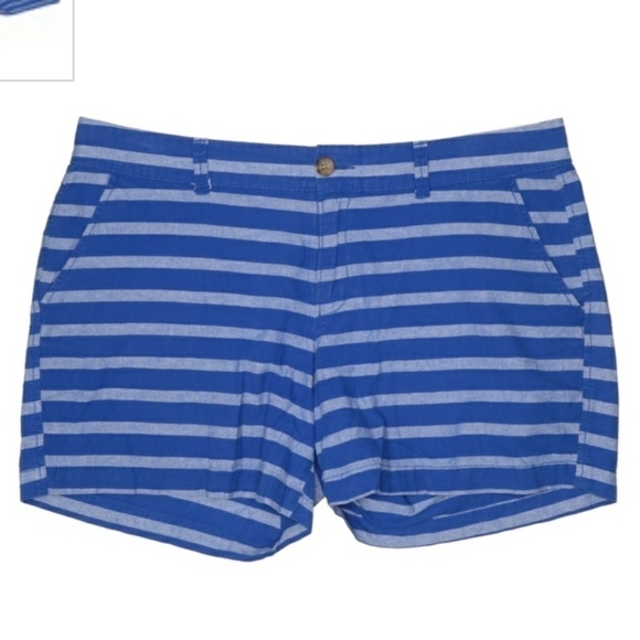 Old Navy Horizontal Striped Shorts Blue Size 10 Chino Spring Summer Casual EUC - Picture 1 of 5